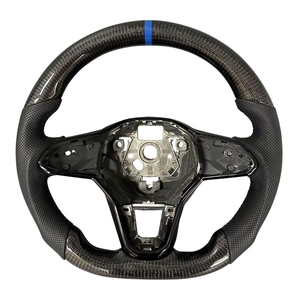 Volante de coche de cuero de fibra de carbono Real personalizado apto para Volkswagen VW Golf 8 GTI R volante de fibra de carbono - Product Image 1