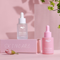 Flacon compte-gouttes en verre personnalisé rose de luxe de 30ml boîte de conteneur de dose de goutte oculaire cosmétique vide pour le sérum et l'huile essentielle de soins de la peau