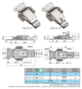 SK3-011 Trekvergrendeling RVS Veerklem Vergrendeling Hasp Distributiepaneel Klemmen voor Containerdeur - Product Image 6