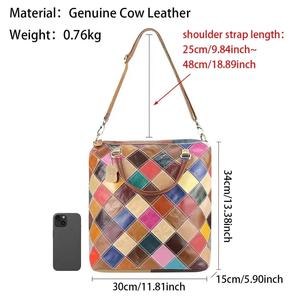 Mochilas de cuero genuino AndoBag para mujer, bolso de estilo étnico, bandolera de patchwork colorido 1896 - Product Image 2