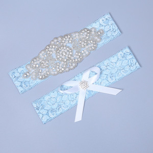 <span class=keywords><strong>Liga</strong></span> de Novia de encaje occidental hecho a mano, cristal estirado de imitación para <span class=keywords><strong>boda</strong></span>, nuevo diseño - Product Image 4