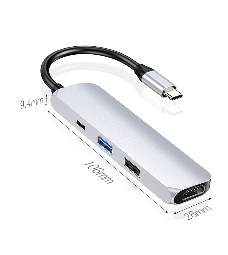 USB C Hub 4 Trong 1 Với USB PD Sạc 4K Hỗ Trợ Samsung DEX Huawei Chế Độ Máy Tính