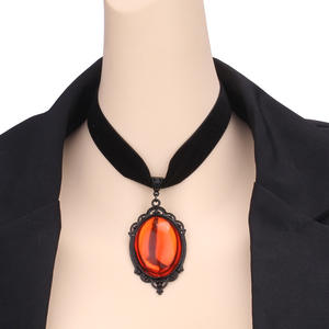 Collier gothique en velours, pendentif en cristal violet, alliage de zinc, forme ovale, bijoux de fête - Product Image 5