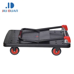 Industriële Black Opvouwbare Platform Trucks 300Kg Heavy Duty 4 Wielen Hand Trolley Winkelwagen Fabrikant