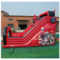 Toboggan gonflable commercial à double voie rouge à prix avantageux pour enfants, château gonflable en PVC durable pour la location