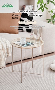 <span class=keywords><strong>Table</strong></span> basse ronde moderne Wayon en fer <span class=keywords><strong>noir</strong></span> avec <span class=keywords><strong>plateau</strong></span> et design à pieds croisés pour la décoration de salon - Product Image 5