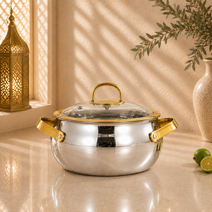 Gold Luxury 304 Stainless Steel Cookwareware Set, Three-layer Steel Design with Glass Lid and <strong>Non</strong> <strong>Stick</strong> <strong>Pot</strong> - Product Image 6