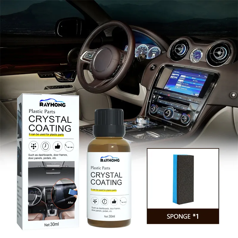 Rayhong 30ml peças plásticas cristal revestimento esbranquiçado reparação brilho cor restaurando carro revestimento agente esponja conjunto