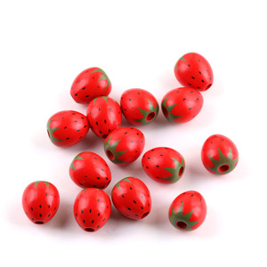 Strawberry Wood Beads Round Loose Beads For Bracelet Making DIY Handmade Jewelry Accessories - Product Image 5