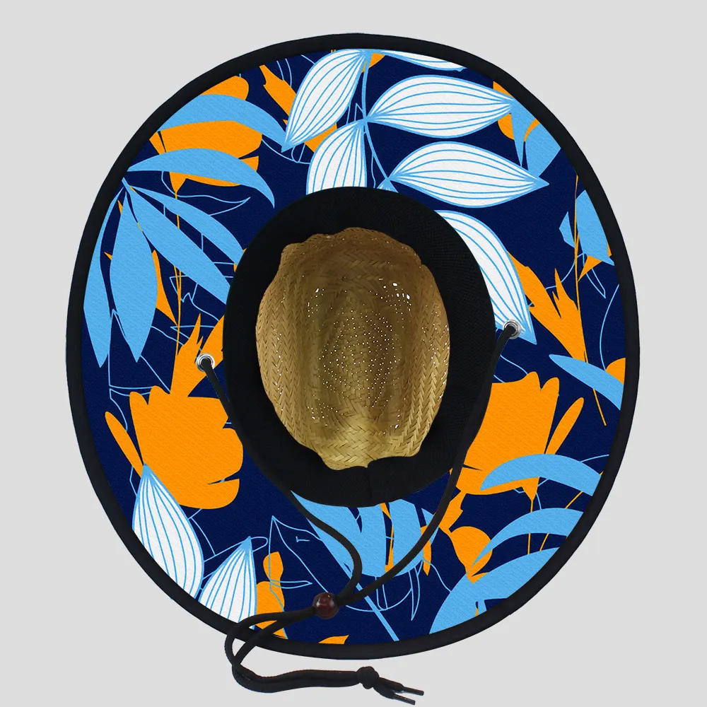 ขายส่งหมวกฟางรักษาชีวิตฤดูร้อนภายใต้ปีกปีกพิมพ์แบบกําหนดเองอเมริกา Sombrero หมวกชายหาดท่องรักษาชีวิตพร้อมโลโก้หมวกฟาง