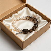 Bracelet artisanal en perles de pierres mélangées, perles irrégulières, quartz fumé facetté, bracelet en bois de santal, bracelet bohème personnalisé pour femme