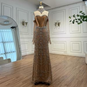 Serene Hill LA72929 Abito da Sera di Lusso a Sirena <span class=keywords><strong>Nude</strong></span> con Corsetto Perline, Choker <span class=keywords><strong>e</strong></span> Guanti, Vestito Formale da Festa per Donna - Product Image 3