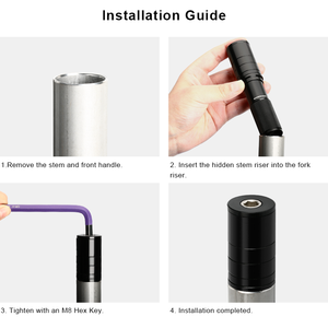 RIDERACE Extension <span class=keywords><strong>de</strong></span> potence <span class=keywords><strong>de</strong></span> <span class=keywords><strong>guidon</strong></span> en alliage d'aluminium avec rondelle <span class=keywords><strong>de</strong></span> jeu <span class=keywords><strong>de</strong></span> direction pour VTT et vélo <span class=keywords><strong>de</strong></span> route, adaptateur <span class=keywords><strong>de</strong></span> <span class=keywords><strong>rehausseur</strong></span> <span class=keywords><strong>de</strong></span> <span class=keywords><strong>guidon</strong></span> dissimulé - Product Image 5