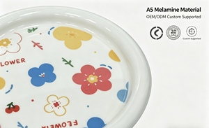 Plato <span class=keywords><strong>de</strong></span> Ensalada <span class=keywords><strong>de</strong></span> <span class=keywords><strong>Melamina</strong></span> Ecológico, Bandeja Redonda Irrompible con Diseño <span class=keywords><strong>de</strong></span> Plantas, Bandeja <span class=keywords><strong>de</strong></span> Té Duradera para Fiestas - Product Image 6