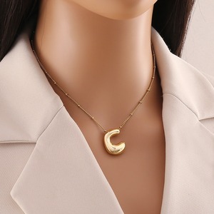 Collar inicial alfabeto letra burbuja collar 3D Oro inicial monograma collar globo letras regalo personalizado para ella - Product Image 4