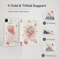 Housse pour iPad imprimée lapin fraise, légère, anti-choc, anti-rayures, en PC rigide et TPU, étui de protection pliable pour tablette