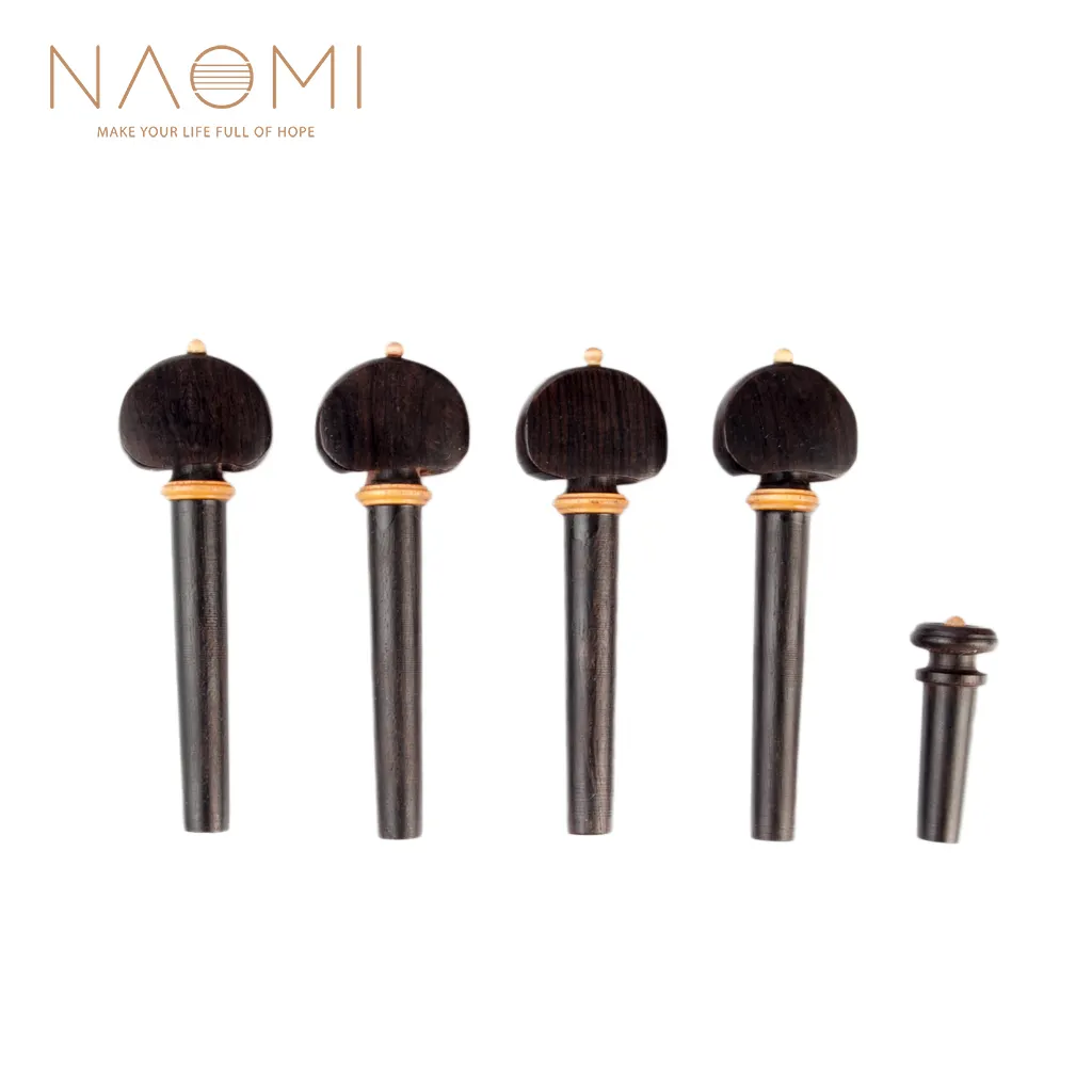 NAOMI 4 PCS Ebony Biola Mengubah Pasak + 1 Buah Endpin W/Kayu Dekorasi Biola Pengganti Yang Baik Biola Aksesoris