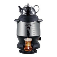 Samovar électrique AKANE 1350W 6L, bouilloire à thé traditionnelle avec corps en acier inoxydable, théière en céramique, distribution continue d'eau chaude
