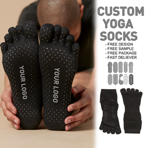 男女兼用つま先グリップヨガソックス5-Toeセパレーター裸足靴下滑り止めドット付きピラティス、バレ & リフォーマー用 - Product Image 1