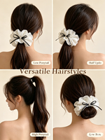 Ikat Rambut Elastis Lembut Berenda Bunga Putih Gaya Gothic Manis untuk Cosplay Pakaian Lolita