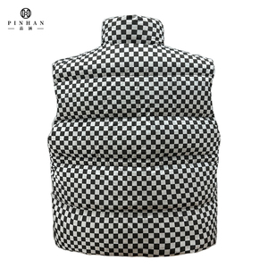Échiquier grille <span class=keywords><strong>sans</strong></span> manches <span class=keywords><strong>doudoune</strong></span> femmes haute qualité brodé bouffant gilet thermique femmes hiver utilitaire hauts - Product Image 3