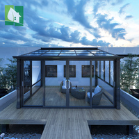 Serre moderne personnalisée en aluminium et verre, jardin d'hiver, véranda avec toit en PVC imperméable triangulaire, utilisation en extérieur