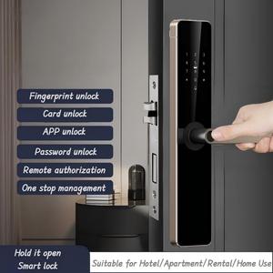 Serrure Intelligente Personnalisée <span class=keywords><strong>à</strong></span> <span class=keywords><strong>Prix</strong></span> Abordable avec RFID, Poignée Or/Argent, Déverrouillage par Carte WiFi, Logiciel Gratuit - Product Image 2