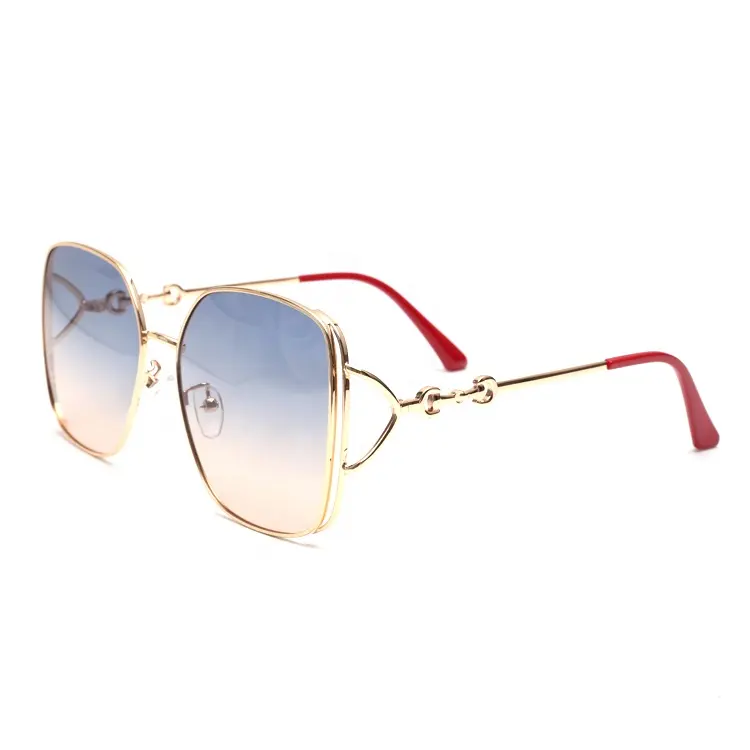 2022 Frames Voor Vrouwen Vrouwelijke Optifix Absorbeerbare Blauw Licht Blokkeren Polaroid Oversized Vierkante Gouden Accessoires Metalen Zonnebril