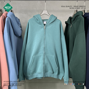 Felpa con <span class=keywords><strong>Cappuccio</strong></span> da <span class=keywords><strong>Uomo</strong></span> 100% Cotone Vintage in Velluto, Oversize, <span class=keywords><strong>Senza</strong></span> Cordoncini, <span class=keywords><strong>Mezza</strong></span> <span class=keywords><strong>Zip</strong></span>, Spessa - Product Image 3