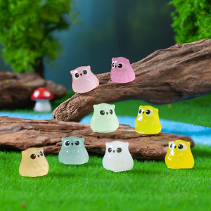 Mini gufi luminosi in resina per nascondere piccoli bagliori nel buio figure per acquari case delle bambole accessori da giardino fatato - Product Image 2