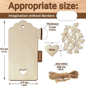 24pcs DIY Custom Handmade Basswood Wooden <b>Bookmark</b> with Rope Unfinished Blank Index Labels for Business Gifts - Product Image 2