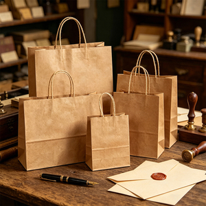 Sac en papier kraft biodégradable et écologique avec poignée torsadée pour l'emballage de boissons dans les cafés et salons de thé - Product Image 3