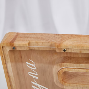 बच्चों के लिए वर्णमाला बैंक लकड़ी का पत्र पिगी बैंक मनी बॉक्स - Product Image 2