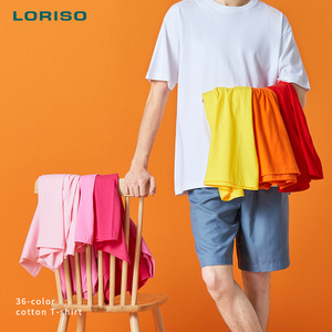 200g di cotone pettinato tinta unita a maniche corte t-shirt Oversize popolare <span class=keywords><strong>abbigliamento</strong></span> stile moda da uomo ampio - Product Image 4