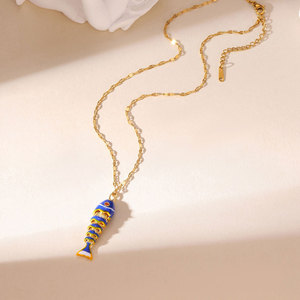 Collares de Moda Hawaiana de Verano, Joyería de Acero Inoxidable 316L, Collar de Pescado Marino Chapado en Oro de 14k y 18k para Mujer - Product Image 6