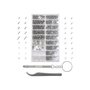 Juego de 1000 tornillos de acero inoxidable plateados surtidos para relojes, gafas, teléfonos celulares - Estuche rígido operado manualmente OEM 4-40 - Product Image 1