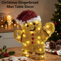 Lampe LED 3D en forme de pain d'épices de Noël, lumières en fil de cuivre, fonctionne sur piles, éclairage constant, décoration de Noël, ornement de table, lumière décorative