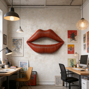 ML-WD061 Escultura de Pared de Madera Roja Hecha a Mano con Arte Folclórico Sostenible, Decoración para el Hogar, Salón de Belleza o Taller - Product Image 4