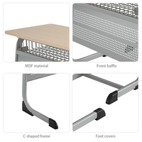 Bureau et chaise d'étudiant modernes en MDF, deux places, confortables, avec design à cloison frontale, pour l'école et la chambre à coucher (vente en gros)