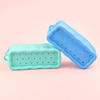 Sac à crayons portable en silicone grande capacité, étanche, avec trous, pour étudiants, pour fournitures scolaires