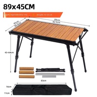 Table de barbecue d'extérieur en aluminium léger à hauteur réglable, table de camping pliable portable à 3 unités