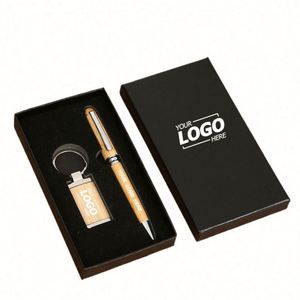 Ensemble Cadeau Stylo et Porte-clés Exclusif - Cadeau d'Affaires Haut de Gamme avec Cuir PU et Impression Numérique pour Clients et Employés d'Entreprise - Product Image 1