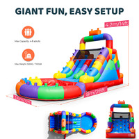 Toboggan aquatique gonflable double piste en PVC durable pour adultes, enfants et fêtes de famille – Équipement de jeu aquatique d'extérieur