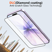 Film de protection d'écran en verre trempé anti-rayures 9H 2.5D avec revêtement en carbone diamanté (DLC) pour iPhone 17 18 Pro Max Air