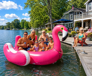 Flotteur gonflable personnalisé en forme de flamant rose en PVC, bateau tractable, équipement de jeu aquatique, jouet pour hôtel, complexe hôtelier, usage commercial - Product Image 3