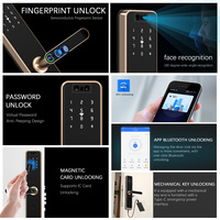 Cerradura de puerta inteligente dorada, aleación de aluminio, reconocimiento Facial de huellas dactilares, resistente al agua, aplicación Tuya controlada por Wi-Fi habilitado en la nube para el hogar
