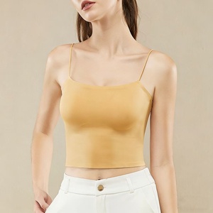 Breathable Solid Color Crop <strong>Cami</strong> <strong>Top</strong> for Women Non Slip Padded <strong>Built</strong> <strong>in</strong> <strong>Bra</strong> Tank <strong>Top</strong> All <strong>in</strong> One <strong>Bra</strong> Camisole - Product Image 5