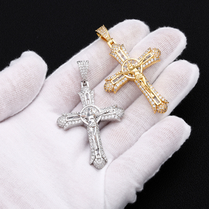 NUOYA 镀金钻石耶稣十字架吊坠项链 18K 镀金宗教嘻哈珠宝男女款 - Product Image 5