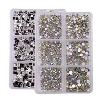 Lot de 6 strass ronds pour nail art, strass en verre à dos plat, strass pour nail art et décorations, vente en gros