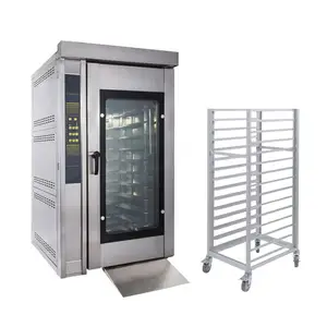 Commercial electric gas rotary oven industrial rotating bakery oven rack trolley high efficiency 12 trays rotary rack oven